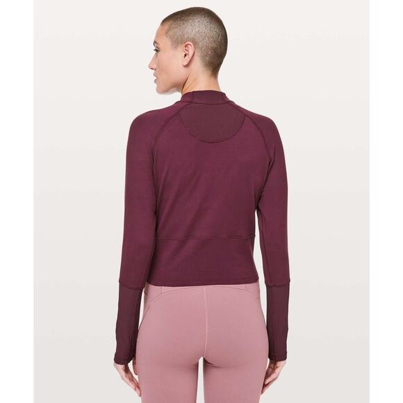 Lululemon Small Burgundy Maroon Its Rulu Long Sleeve Top 1/2 Zip Pullover Jacket - Picture 5 of 13